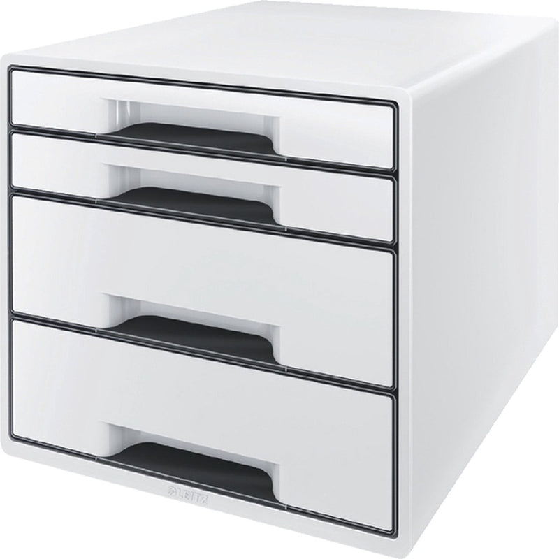 Leitz wow cube ladenblok met 4 laden - opberger met vakken - voor kantoor en thuiswerken - ideaal voor thuiskantoor - wit grijs