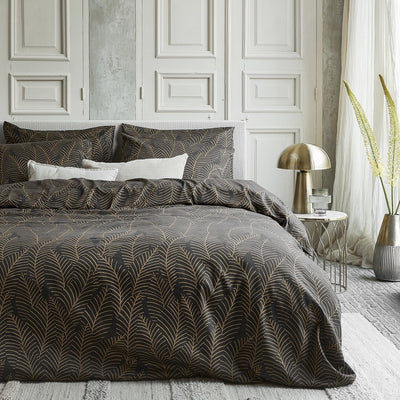 Damai bellezza - duvet cover - satin - 140x200 220 cm - black + 1 pillowcase 60x70