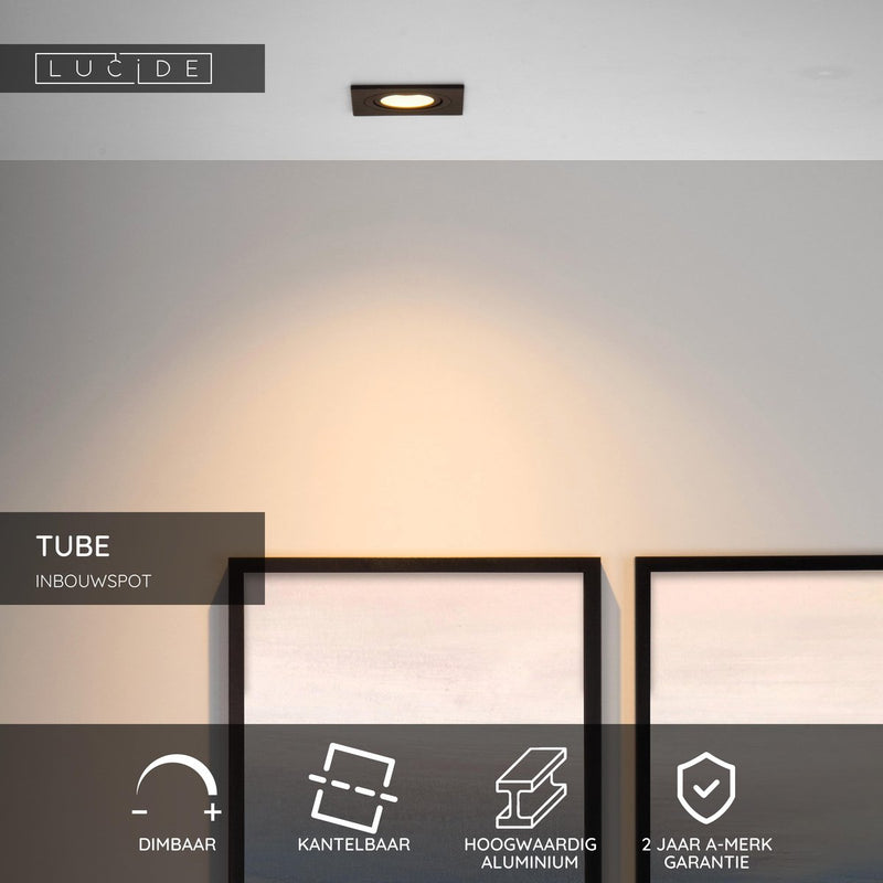 Lucide tube - faretto da incasso - 1xgu10 - nero