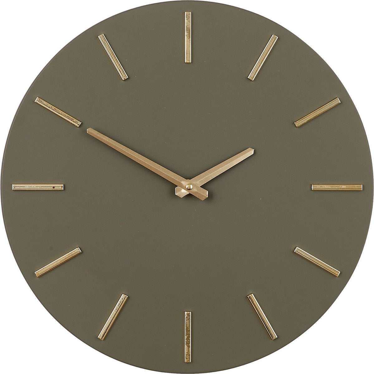 Mica decorations wandklok - donker groen - d36 cm - aluminium - muur klok - rond