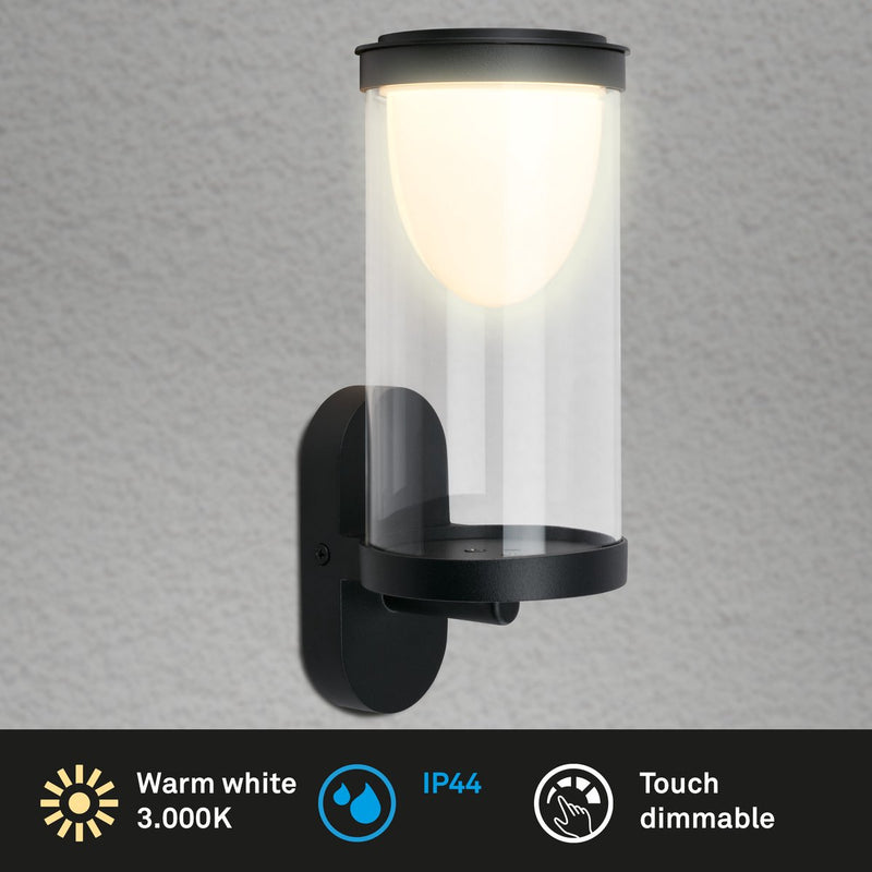Briloner - lámpara de pared LED con batería - táctil - batería reemplazable - negro - placa de circuito reemplazable - 24 x 12 x 10 cm - negro
