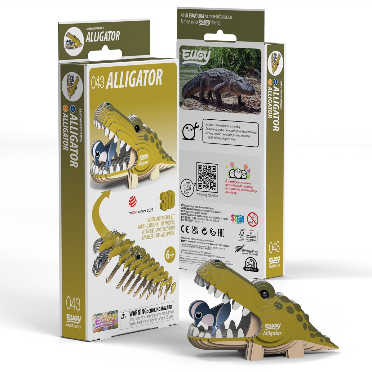 Eugy 3d puzzel - alligator - wilde dieren - duurzaam - verzamel ze allemaal - 6 jaar