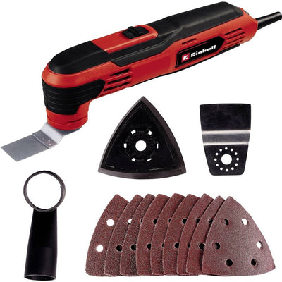 Multiherramienta eléctrica Einhell tc-mg 250 ce - 250 w - electrónica constante - aspiración de polvo - incl. 9x papel de lija, raspador y hoja de sierra