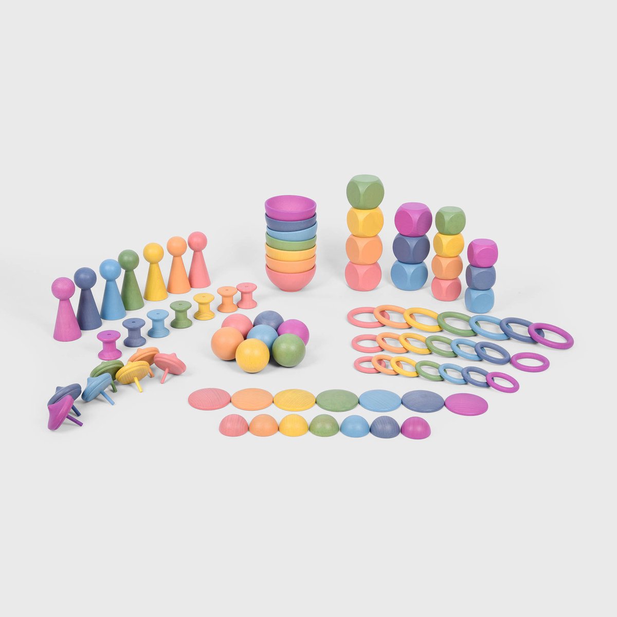 Tickit ® rainbow wooden super set | mega wooden sorting and play set large | 84 pieces