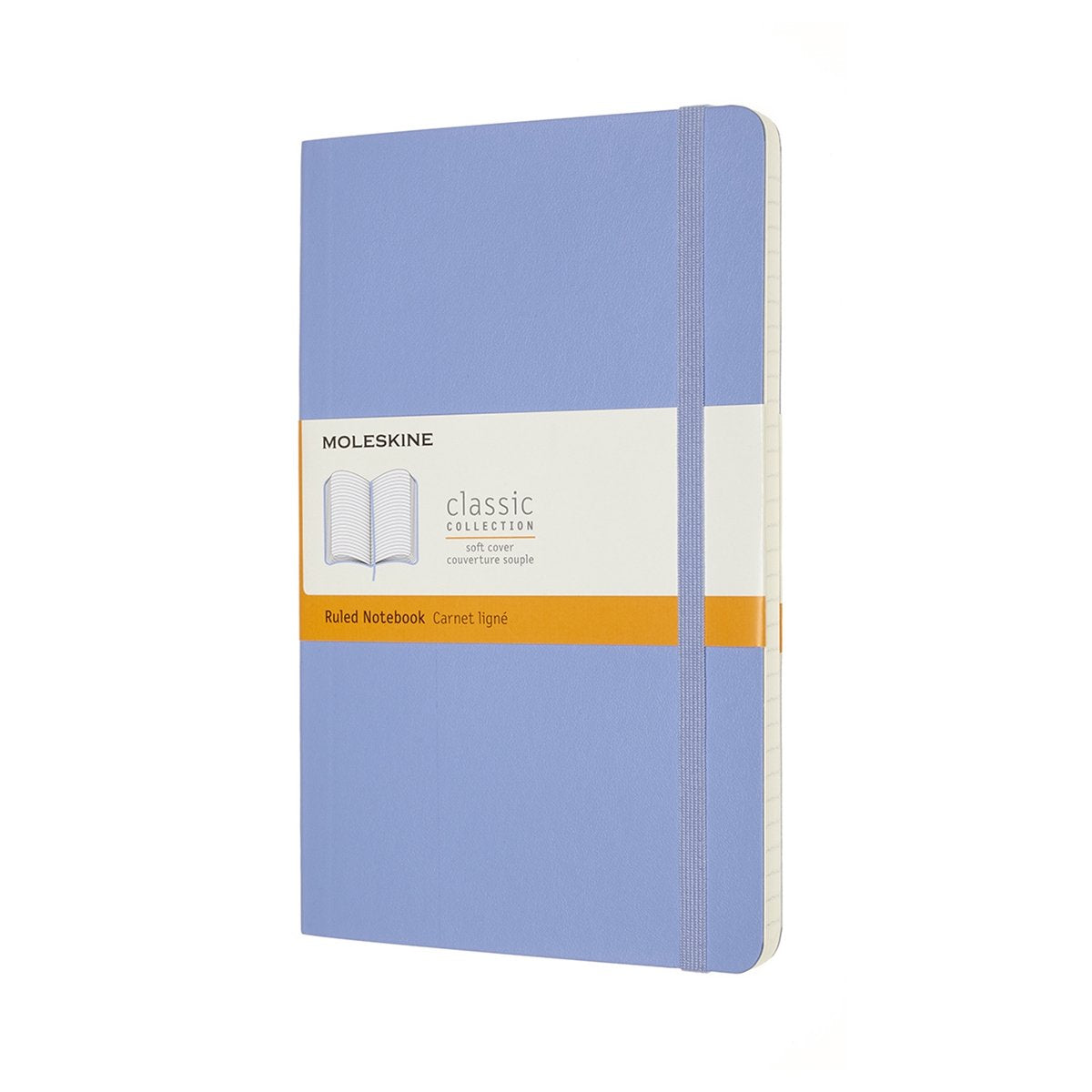 Taccuino classico Moleskine - grande - copertina morbida - a righe - blu ortensia