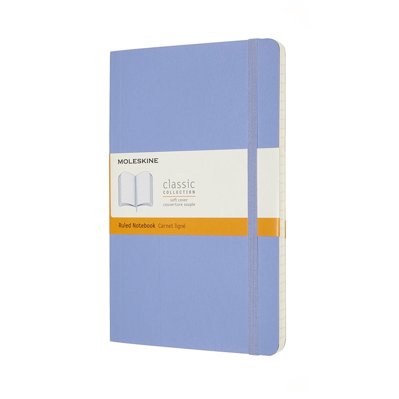 Taccuino classico Moleskine - grande - copertina morbida - a righe - blu ortensia