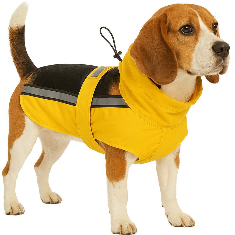 Abrigo para perros Flamingo - chubasquero para perros - chubasquero impermeable para perros con cobertura de pecho y vientre - chubasquero amarillo ciro - 45 cm