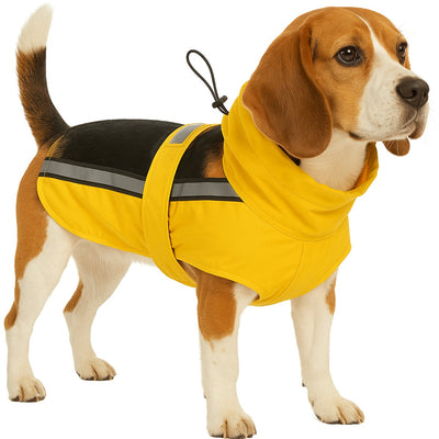Abrigo para perros Flamingo - chubasquero para perros - chubasquero impermeable para perros con cobertura de pecho y vientre - chubasquero amarillo ciro - 45 cm