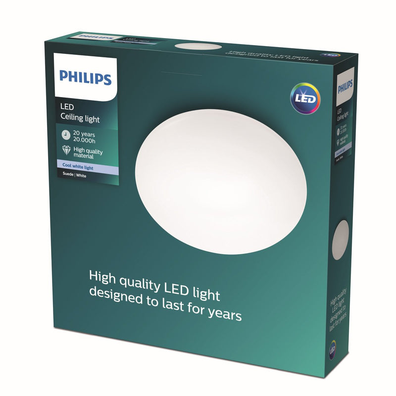 Lampada da soffitto Philips LED Philips in pelle scamosciata - luce bianca fredda - 38 cm