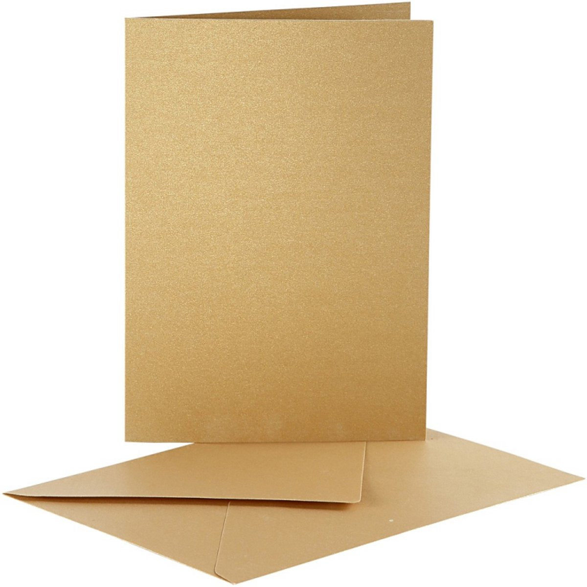 Creativ company tarjetas y sobres de nácar, tamaño tarjeta 10,5x15 cm, tamaño sobre 11,5x16,5 cm, dorado, 10 juegos 1 caja