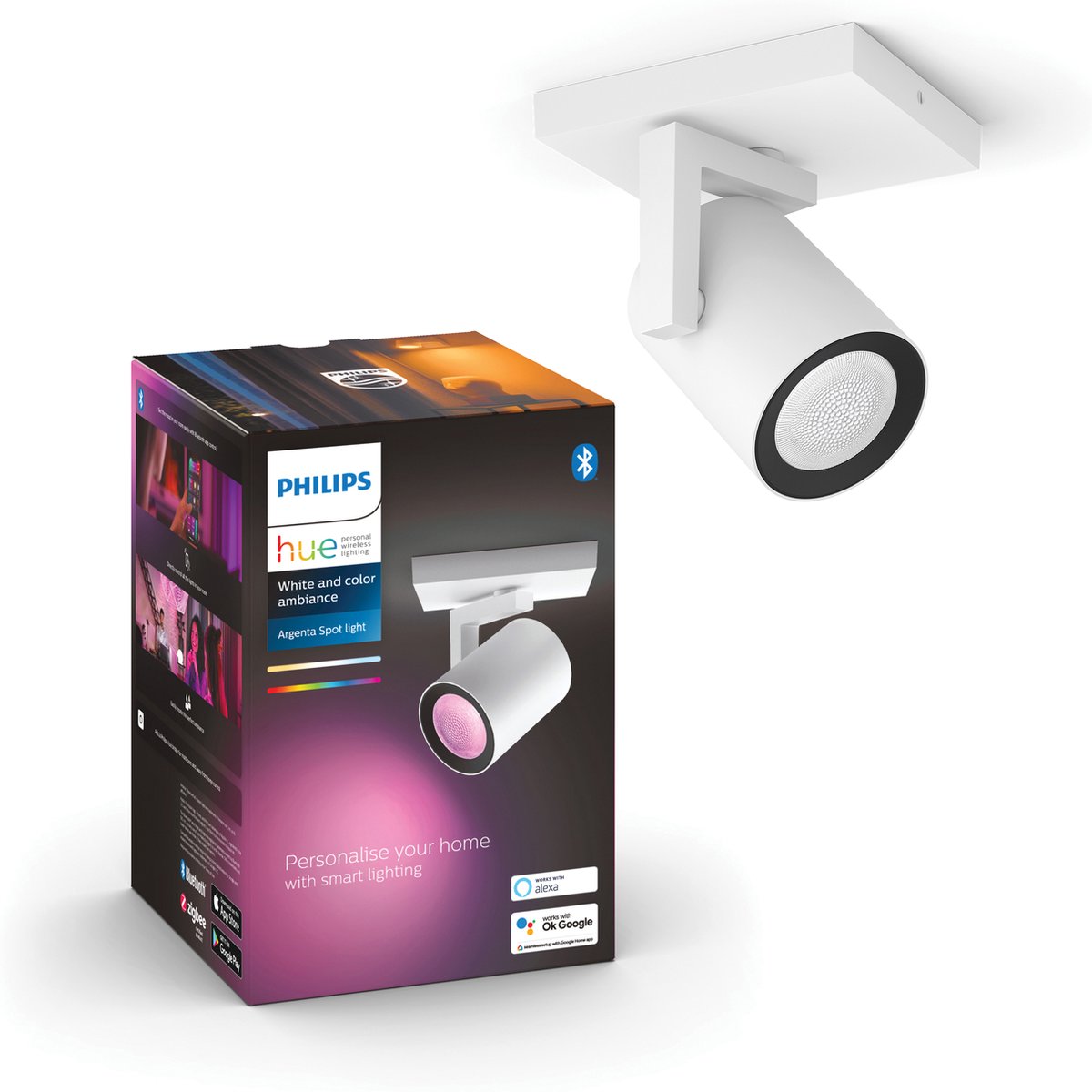 Faretto da superficie Philips Hue Argenta - luce bianca e colorata - 1 faretto - bianco