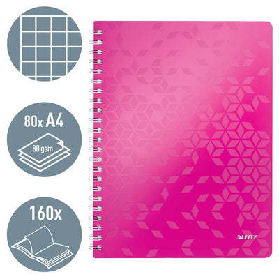 Quaderno Leitz Wow misura 21 x 297 cm (A4) a quadretti 5 mm rosa