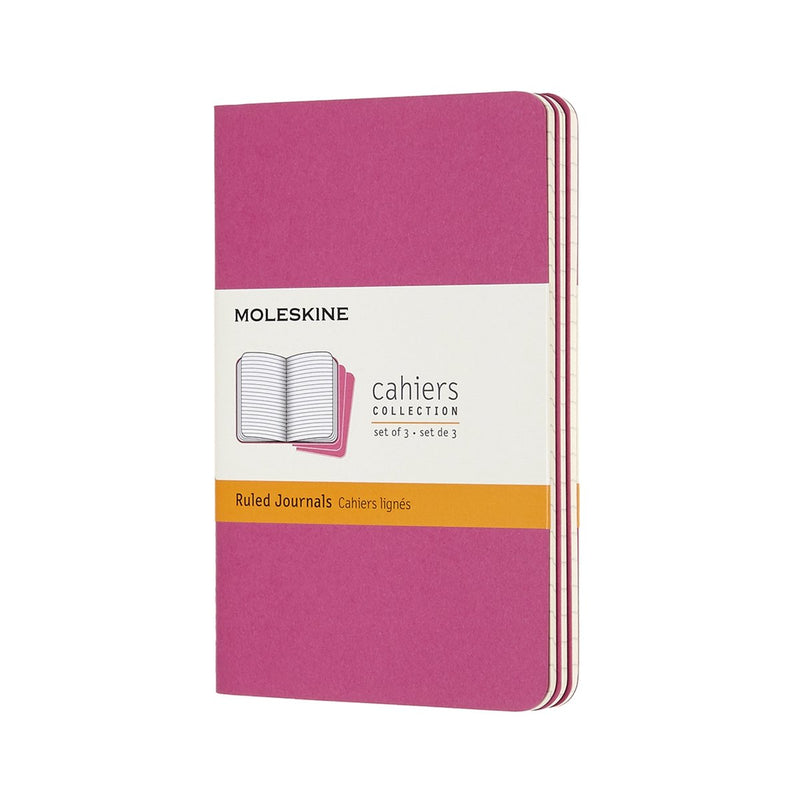 Quaderni cahier Moleskine - tascabili - a righe - rosa - set da 3