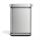 Papelera con pedal rectangular Simplehuman - 55 l - con soporte para bolsas - acero inoxidable plateado