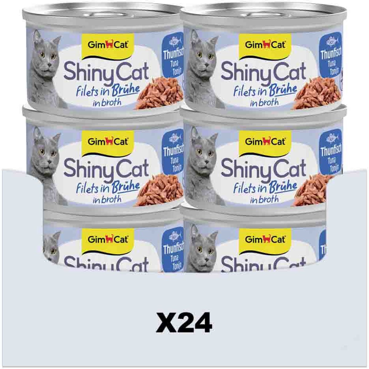 Gimcat 24 x 70 g - shinycat filets in broth tonijn