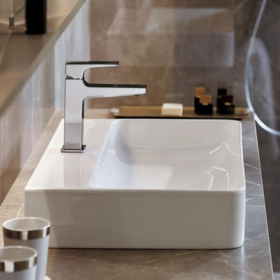 Miscelatore monocomando lavabo Hansgrohe metropol 110 con piletta di scarico bianco opaco