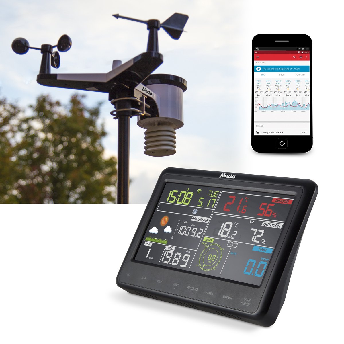 Alecto ws-5500 - professioneel wifi weerstation - weather underground koppeling - 8-in-1