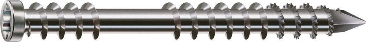 Spax terrasschroef, 5 x 50 mm, 360 stuks, fixeerschroefdraad, cilinderkop, t-star plus t25, cut-punt, roestvast staal a2 - 8000000276590