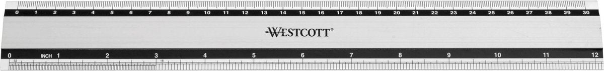 Righello Westcott - 30 cm 12 pollici - alluminio - con antiscivolo - ac-e10191