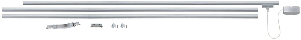 Paulmann urail basisset - 230v - chroom mat - 3x1 m rail + verbindingen + voeding