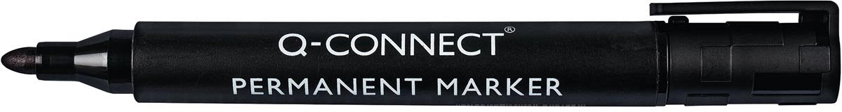 Q-connect permanente marker, 2-3 mm, ronde punt, zwart, doos van 10 stuks