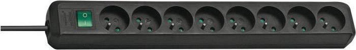 Presa Brennerstuhl eco-line con interruttore 8 vie nero 3m h05vv-f 3g1,5 *fr*