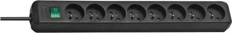 Brennerstuhl eco-line enchufe con interruptor 8 vías negro 3m h05vv-f 3g1.5 *fr*