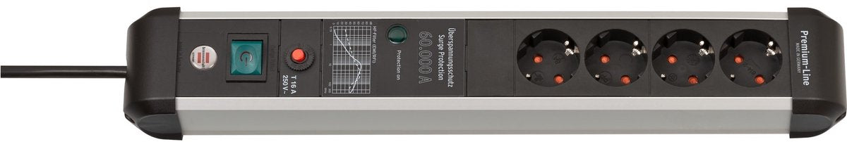 Brennerstuhl premium-protect-line 60.000a regleta con protección contra sobretensión 4 vías 3m h05vv-f 3g1.5