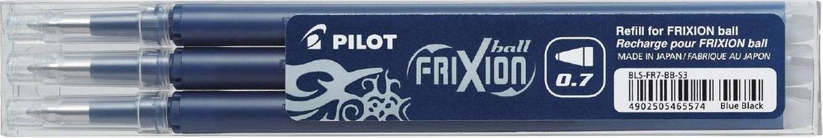 Pilot set of 3 - refill frixion ball 0.7 - black blue - medium nib