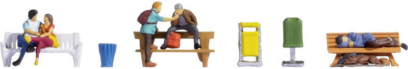 Noch 15238 h0 figuras de personas en bancos modelo listo para usar