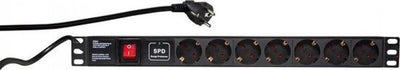 Logilink pdu7c01 19 inch stekkerdoos voor patchkast 1 he geaarde contactdoos aluminium profiel, met schakelaar, vast in