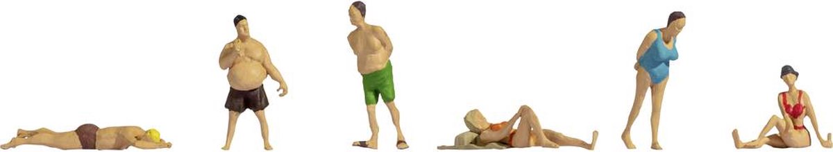 Noch 18300 h0 figuras de bañistas pintadas, de pie, tumbadas, sentadas