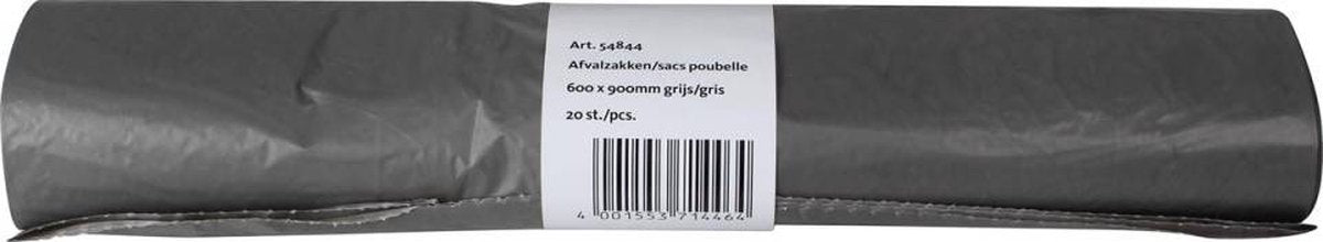 Bolsa de basura Q-connect 25 micras, pies 60 x 90 cm, 60-65 litros, gris, rollo de 20 piezas