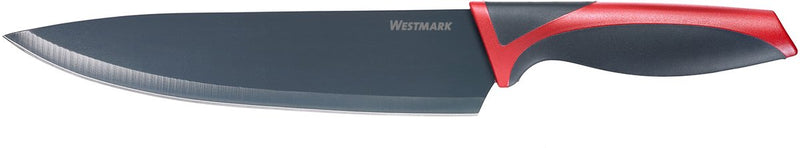 Coltello da chef Westmark, lunghezza lama 20 cm, lama larga, con protezione della lama, plastica in acciaio inossidabile, rosso antracite, 14542270
