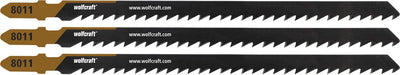 Wolfcraft - 3 decoupeerzaagbladen voor kanthout vuren - 100mm - hcs-blad met t-schacht - hout - 8011000