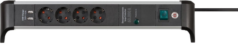 Brennerstuhl alu-office-line 60.000a regleta de enchufes con protección contra sobretensiones con función de carga USB 4 vías 1,8 m h05vv-f 3g1.5