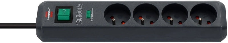 Presa multipla Brennerstuhl eco-line 13.500a con protezione da sovratensione 4 vie antracite 1,5m h05vv-f 3g1,5 *fr*