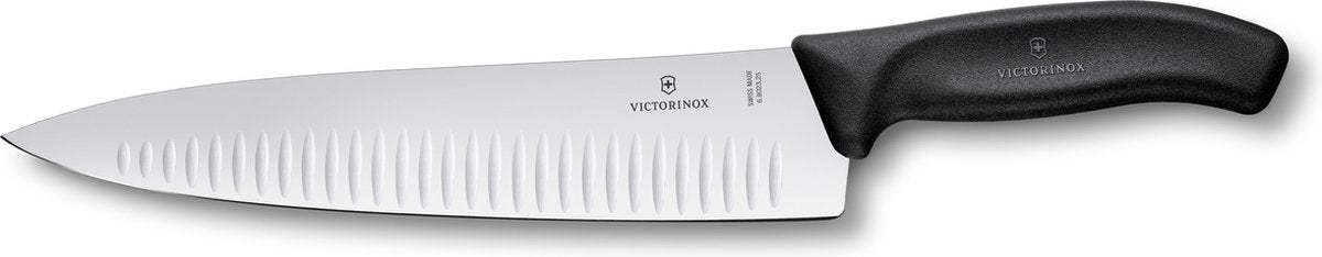 Coltello da chef classico svizzero Victorinox - 25 cm - fossette - fibrox - nero
