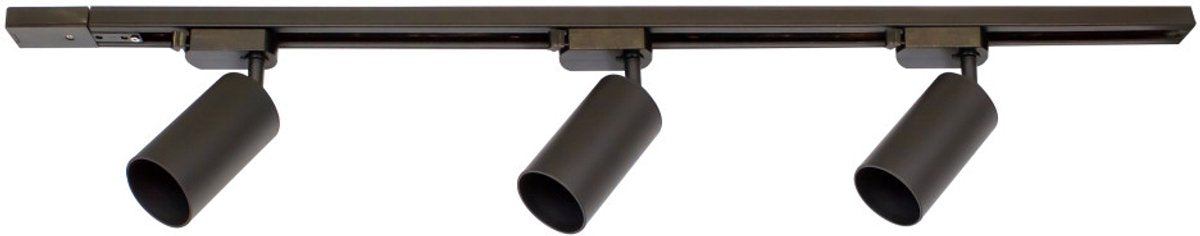 Integral 1 meter 1-fase railset zwart inclusief 3x gu10 spots (excl. lichtbron) met eindkap | 3 x gu10