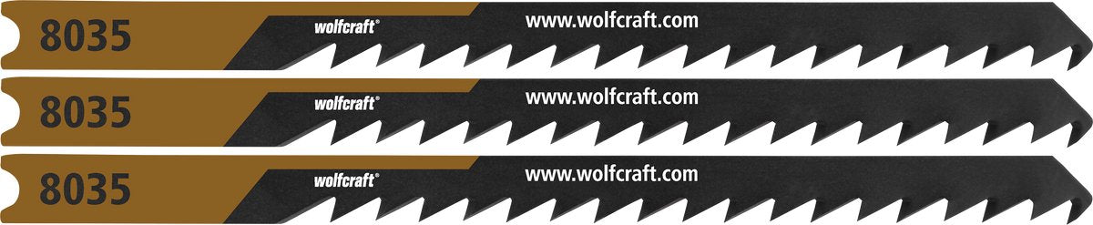 Wolfcraft - 3 hojas de sierra de calar para madera blanda - corte curvo fino - hoja HCS con mango en U - ideal para madera blanda y MDF - 8035000