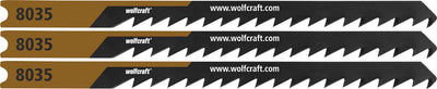 Wolfcraft - 3 lame per seghetto alternativo per legno tenero - taglio curvo fine - lama HCS con gambo a U - ideale per legno tenero e MDF - 8035000