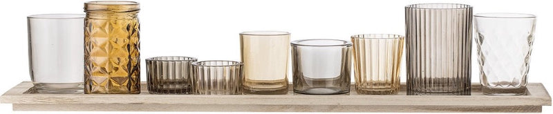 Bloomingville - candeline - vetro legno - marrone - set di 10 - l56xh10xl14 cm