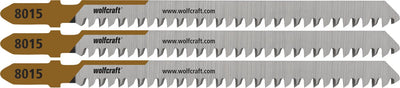 Wolfcraft - 3 lame per seghetto alternativo per pannelli truciolari - 60 mm - taglio fine - lama HCS con attacco a T - 8015000