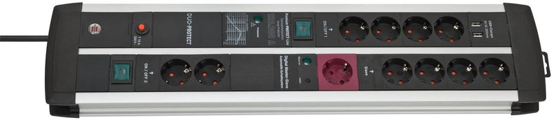 Brennerstuhl premium-protect-line 120.000a toma de seguimiento principal automática con protección contra sobretensión y dúo USB de 11 vías 3m h05vv-f 3g1.5 1 principal 4 seguidores 4 permanentes