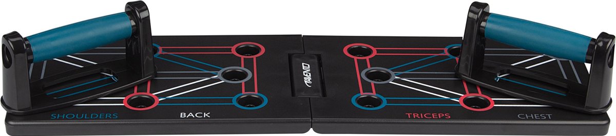 Avento push-up bord - opdruksteunen - opvouwbaar - zwart - 64 x 20 x 2 cm