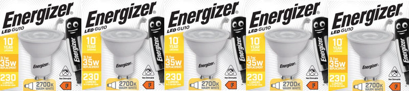 Spot LED a risparmio energetico Energizer - gu10 - 3,1 watt - luce bianca calda - non dimmerabile - 5 pezzi