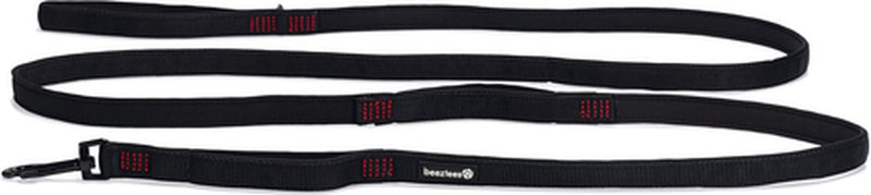 Beeztees parinca premium hondenriem 3 meter - hondenlijn - met 3 handvaten - nylon - zwart - 300cmx20mm