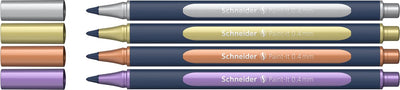Instrumentos de escritura schneider paint-it 050 - rollerball metalizado - 0,4 mm - estuche 4 piezas - surtido - s-ml05011501