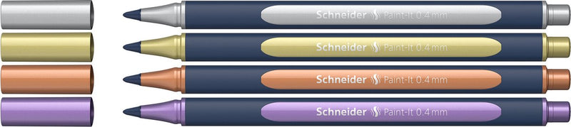 Strumenti da scrittura Schneider schneider paint-it 050 - roller metallizzato - 0,4 mm - custodia 4 pezzi - assortiti - s-ml05011501