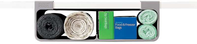 Joseph joseph organizador de armario de cocina para papel de aluminio, film transparente, papel de horno y bolsas - soporte para ahorrar espacio - gris - grande